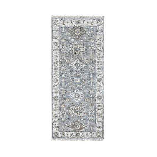 Heriz Wool Hand Knotted Rug Grey Ivory 2.8X5.10 -O084716