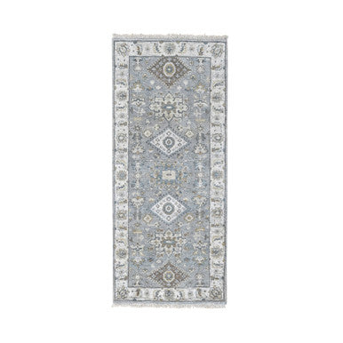 Heriz Wool Hand Knotted Rug Grey Ivory 2.8X5.10 -O084716