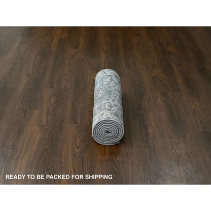 Heriz Wool Hand Knotted Rug Grey Ivory 2.7X8.0 -O084718