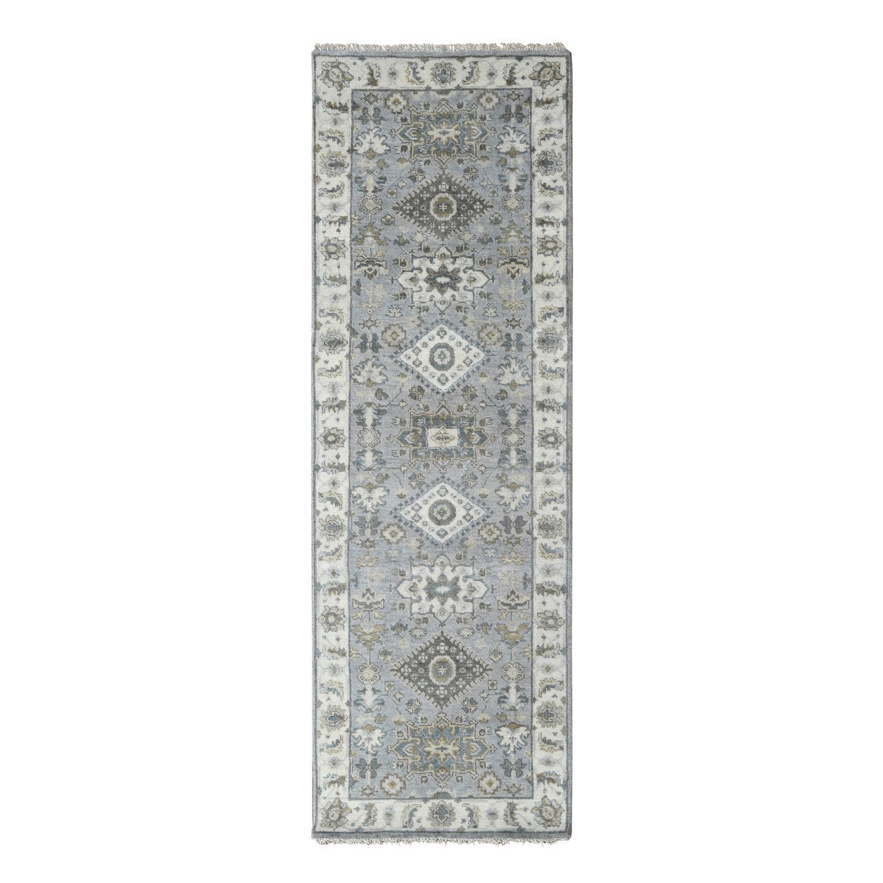 Gray 2'8" x 7'10" Heriz Hand knotted Wool Rug - Sku: O084719