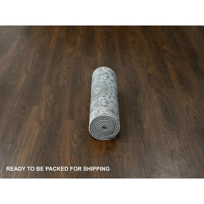 Heriz Wool Hand Knotted Rug Grey Ivory 2.7X7.9 -O084720
