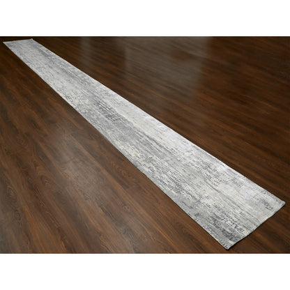 Modern and Contemporary Wool & Silk Hand Knotted Rug Grey No Border 2.8X25.7 -O084722