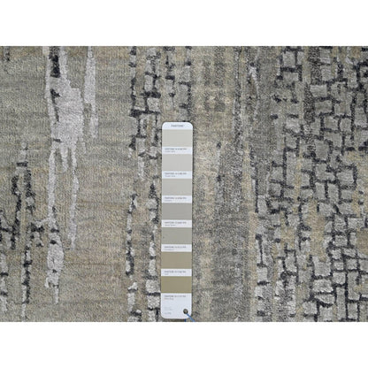 Modern and Contemporary Wool & Silk Hand Knotted Rug Grey No Border 2.8X25.7 -O084722