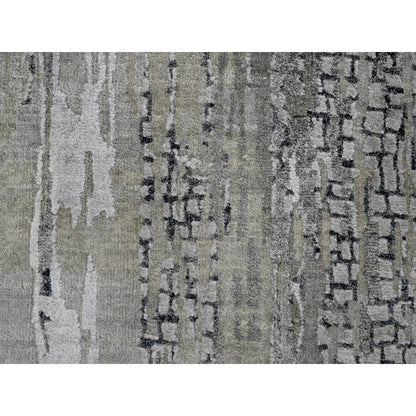 Modern and Contemporary Wool & Silk Hand Knotted Rug Grey No Border 2.8X25.7 -O084722