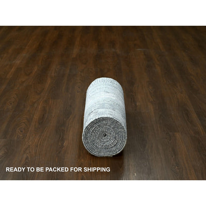 Modern and Contemporary Wool & Silk Hand Knotted Rug Grey No Border 2.8X25.7 -O084722