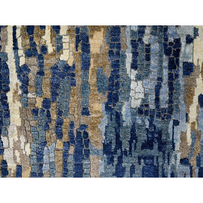 Modern and Contemporary Wool & Silk Hand Knotted Rug Blue No Border 2.7X15.9 -O084725