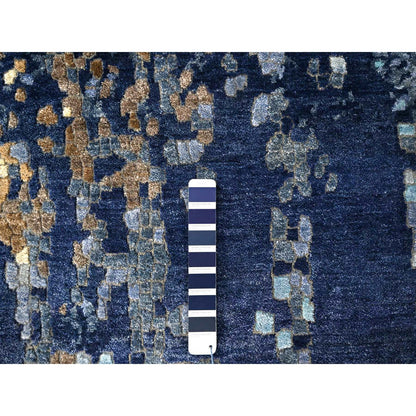Modern and Contemporary Wool & Silk Hand Knotted Rug Blue No Border 9.9X9.9 -O084726