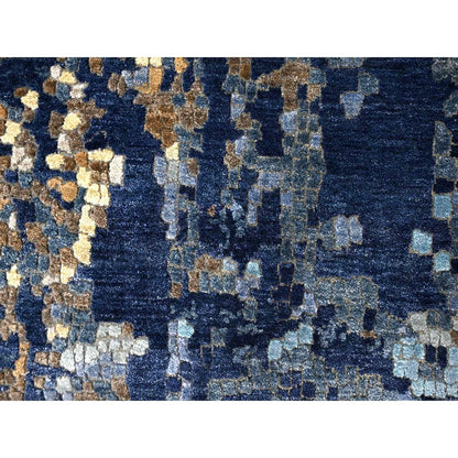 Modern and Contemporary Wool & Silk Hand Knotted Rug Blue No Border 9.9X9.9 -O084726