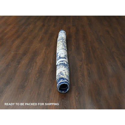 Modern and Contemporary Wool & Silk Hand Knotted Rug Blue No Border 9.9X9.9 -O084726