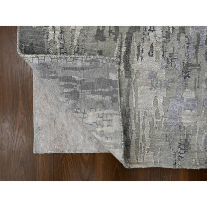 Modern and Contemporary Wool & Silk Hand Knotted Rug Grey No Border 2.9X23.8 -O084728