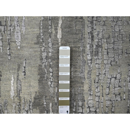 Modern and Contemporary Wool & Silk Hand Knotted Rug Grey No Border 2.9X23.8 -O084728