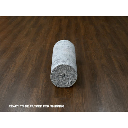 Modern and Contemporary Wool & Silk Hand Knotted Rug Grey No Border 2.9X23.8 -O084728