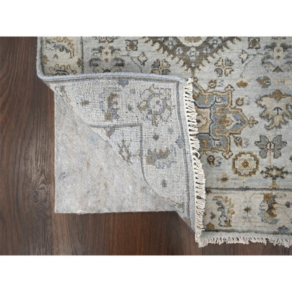 Heriz Wool Hand Knotted Rug Grey Ivory 2.7X25.10 -O084731