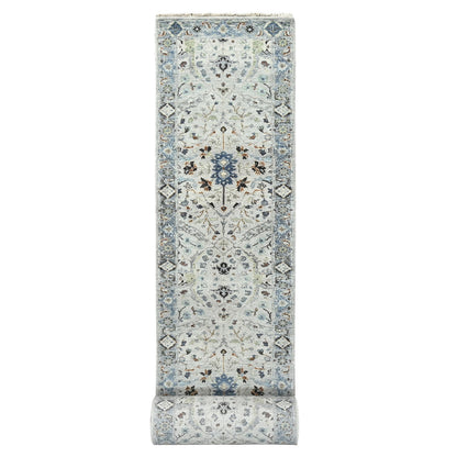 Oushak And Peshawar Wool Hand Knotted Rug Grey Gray 2.8X27.8 -O084735