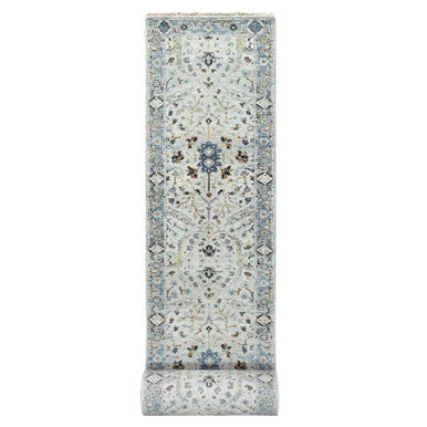 Oushak And Peshawar Wool Hand Knotted Rug Grey Gray 2.8X27.8 -O084735