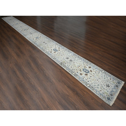 Oushak And Peshawar Wool Hand Knotted Rug Grey Gray 2.8X27.8 -O084735