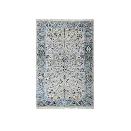 Oushak And Peshawar Wool Hand Knotted Rug Grey Gray 3.0X5.0 -O084740