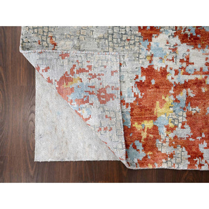 Modern and Contemporary Wool & Silk Hand Knotted Rug Grey No Border 3.1X5.0 -O084743