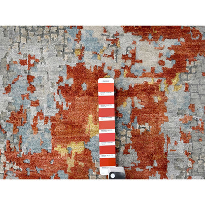 Modern and Contemporary Wool & Silk Hand Knotted Rug Grey No Border 3.1X5.0 -O084743