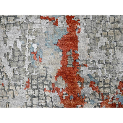 Modern and Contemporary Wool & Silk Hand Knotted Rug Grey No Border 3.1X5.0 -O084743