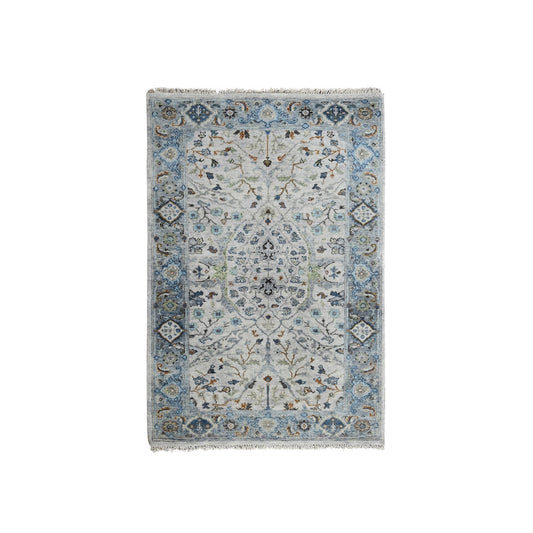 Oushak And Peshawar Wool Hand Knotted Rug Grey Gray 3.0X5.1 -O084747