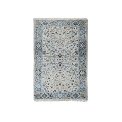 Oushak And Peshawar Wool Hand Knotted Rug Grey Gray 3.0X4.10 -O084749