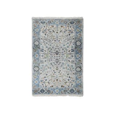 Oushak And Peshawar Wool Hand Knotted Rug Grey Gray 3.0X4.10 -O084749