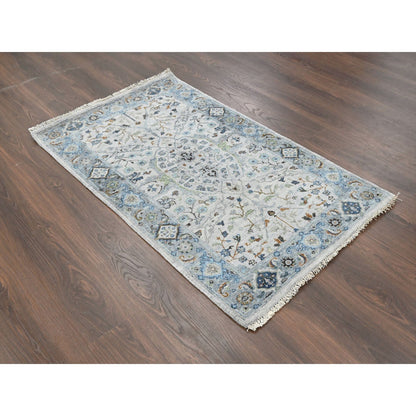 Oushak And Peshawar Wool Hand Knotted Rug Grey Gray 3.0X4.10 -O084749