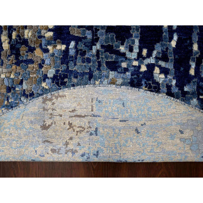 Modern and Contemporary Wool & Silk Hand Knotted Rug Blue No Border 5.10X5.11 -O084752