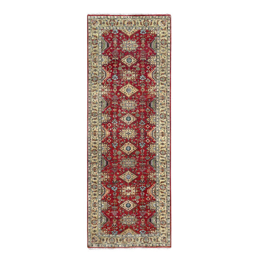 Heriz Wool Hand Knotted Rug Red Gold 4.0X11.10 -O084754