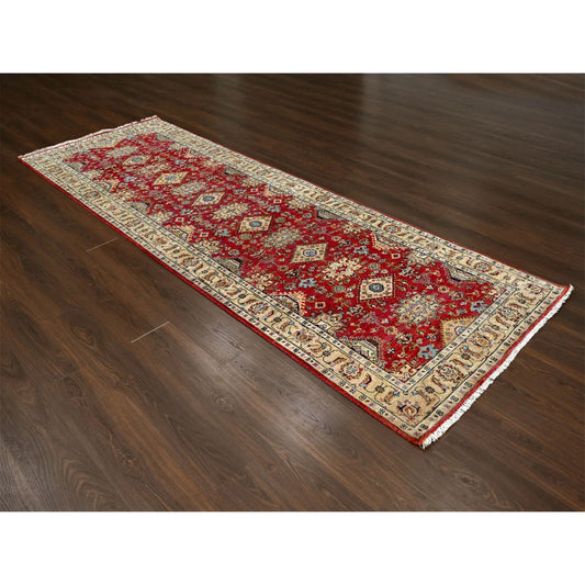Heriz Wool Hand Knotted Rug Red Gold 4.0X11.10 -O084754