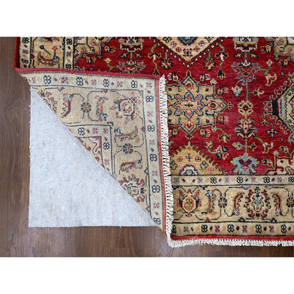 Heriz Wool Hand Knotted Rug Red Gold 4.0X11.10 -O084754