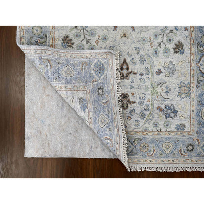 Oushak And Peshawar Wool Hand Knotted Rug Grey Gray 4.0X11.10 -O084756