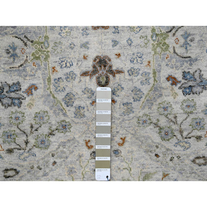 Oushak And Peshawar Wool Hand Knotted Rug Grey Gray 4.0X11.10 -O084756