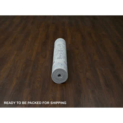 Oushak And Peshawar Wool Hand Knotted Rug Grey Gray 4.0X11.10 -O084756