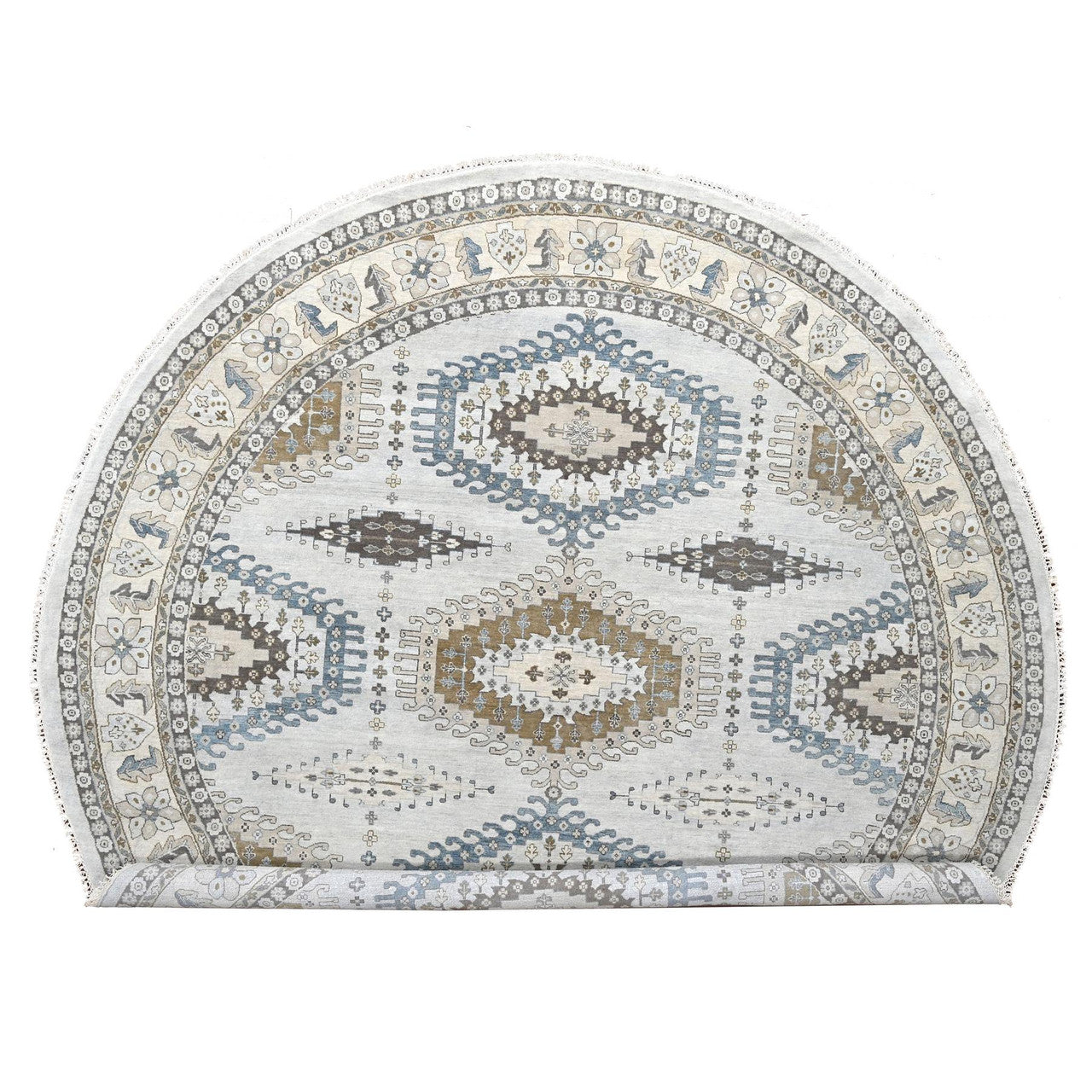 Gray 12'0" x 12'0" Tribal & Geometric Feather Hand knotted Wool Rug - Sku: O084762