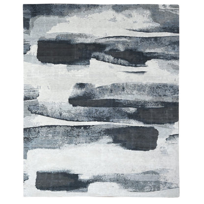 Modern and Contemporary Wool Hand Knotted Rug Black No Border 8.10X11.9 -O084764