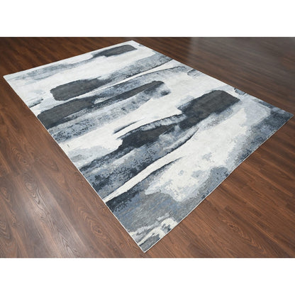 Modern and Contemporary Wool Hand Knotted Rug Black No Border 8.10X11.9 -O084764