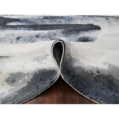 Modern and Contemporary Wool Hand Knotted Rug Black No Border 8.10X11.9 -O084764