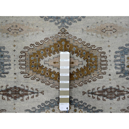 Tribal & Geometric Wool Hand Knotted Rug Grey Winter White 3.1X5.1 -O084768