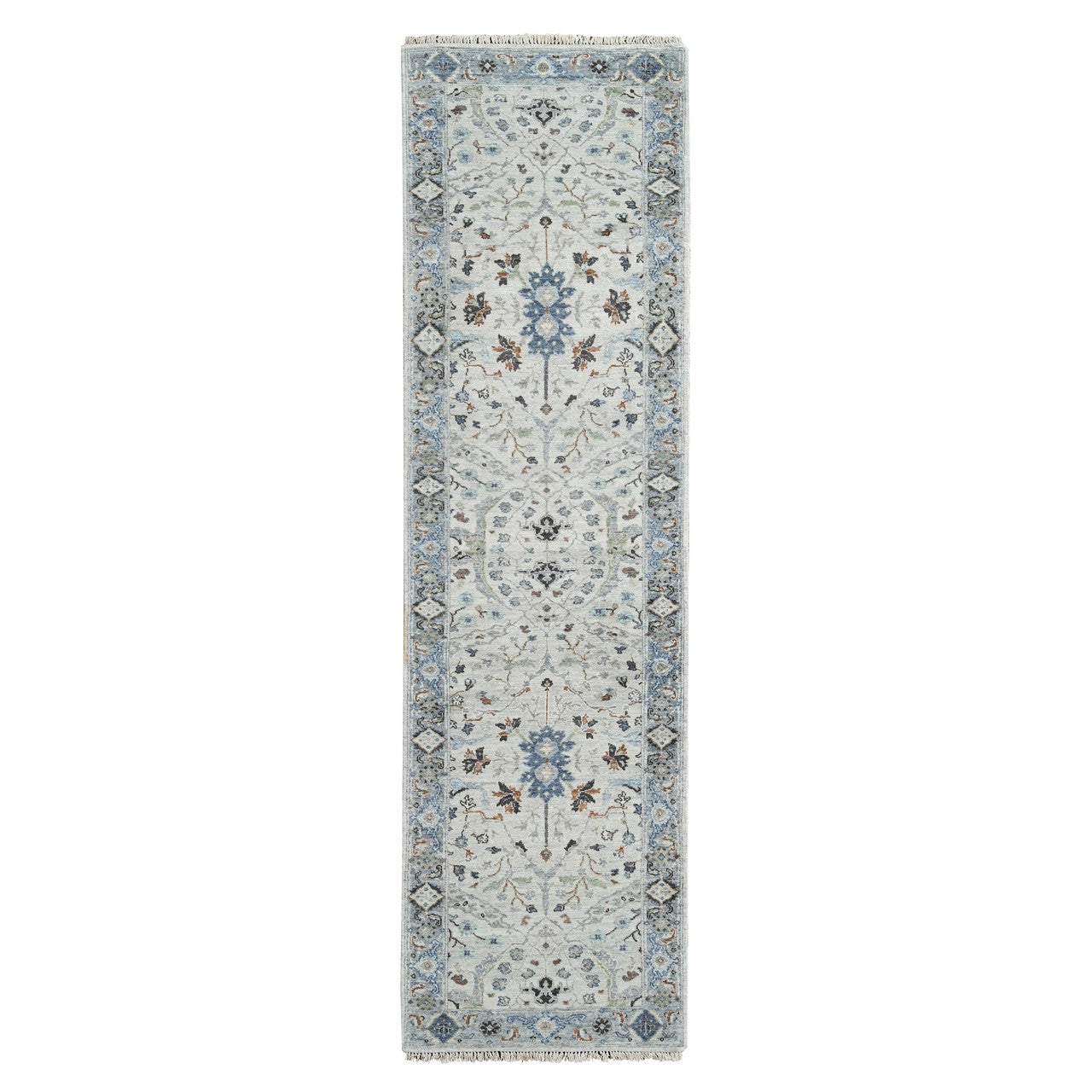 Gray 2'6" x 9'10" Oushak And Peshawar Hand knotted Wool Rug - Sku: O084771