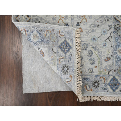 Oushak And Peshawar Wool Hand Knotted Rug Grey Gray 2.6X9.10 -O084771