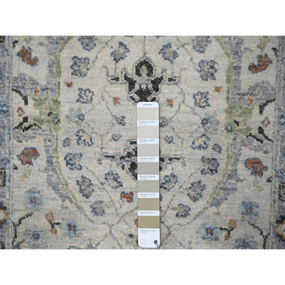 Oushak And Peshawar Wool Hand Knotted Rug Grey Gray 2.6X9.10 -O084771