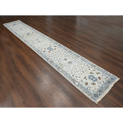 Oushak And Peshawar Wool Hand Knotted Rug Grey Gray 2.7X15.9 -O084772