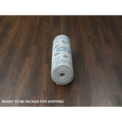 Oushak And Peshawar Wool Hand Knotted Rug Grey Gray 2.7X15.9 -O084772