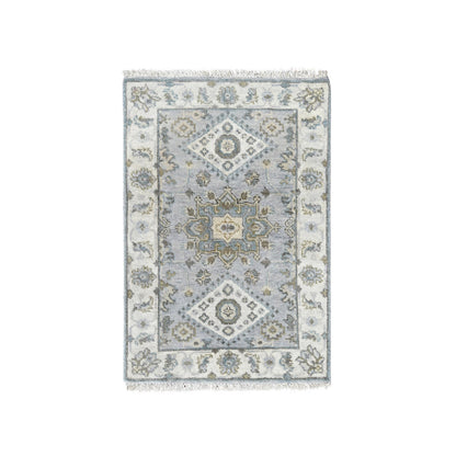Heriz Wool Hand Knotted Rug Grey Ivory 2.0X3.0 -O084782