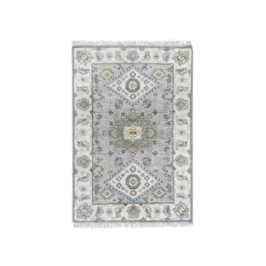 Heriz Wool Hand Knotted Rug Grey Ivory 2.0X3.0 -O084782