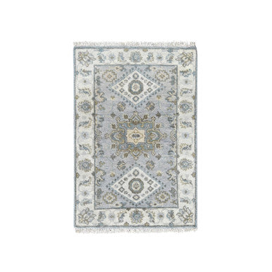 Heriz Wool Hand Knotted Rug Grey Ivory 2.0X3.0 -O084782