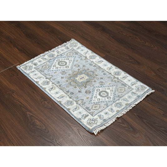 Heriz Wool Hand Knotted Rug Grey Ivory 2.0X3.0 -O084782