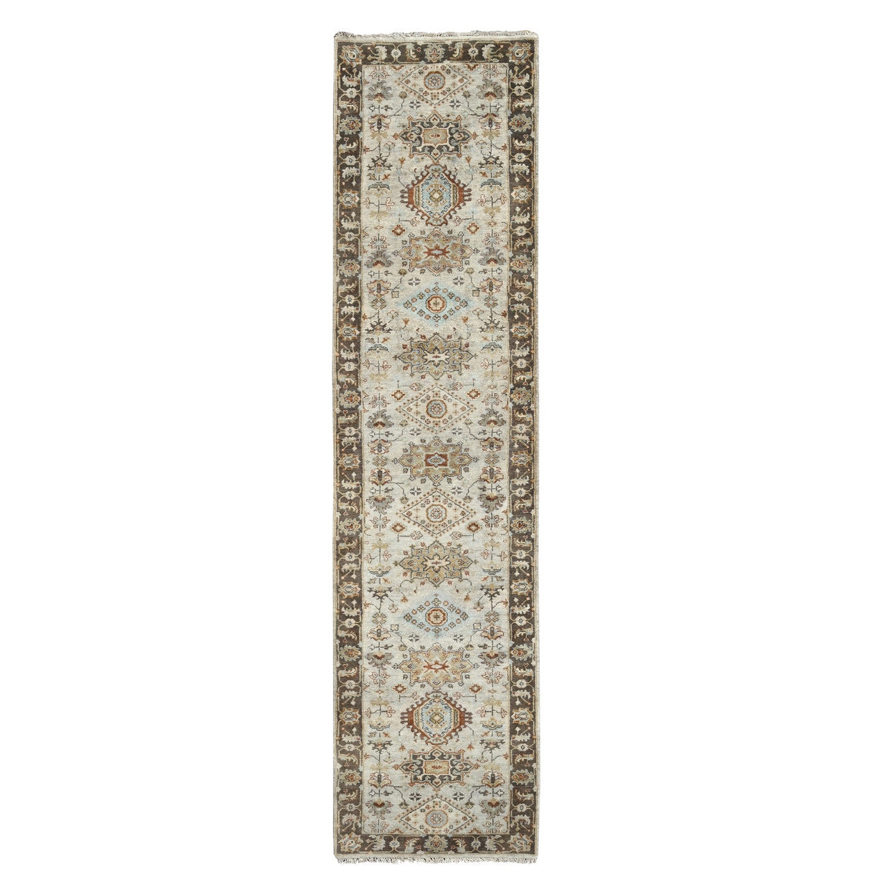 Gray 2'8" x 12'0" Heriz Taupe Hand knotted Wool Rug - Sku: O084785